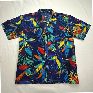 APTRO Hawaiian Aloha Tropical‎ Palm Leaf Multicolor Button Up Shirt Beach Vaca